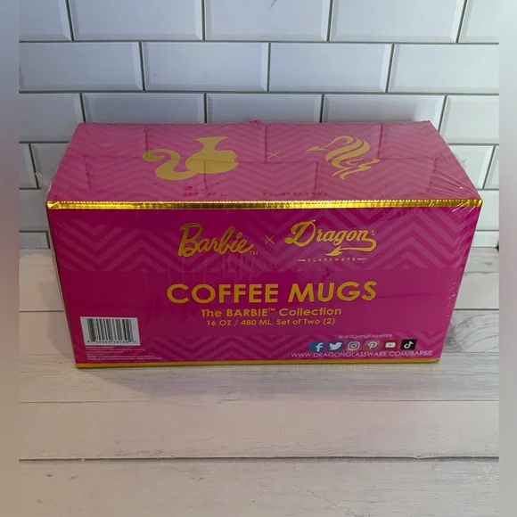 Barbie X Dragon  Glassware Coffee Mugs Barbie Collection 16oz/480 ML, Set of (2) - Picture 3 of 3
